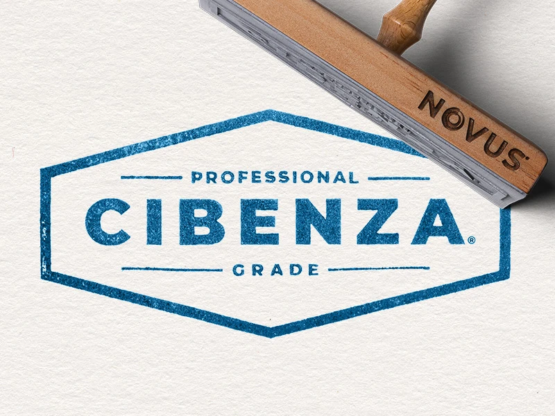 A stamp of the Cibenza logo in blue on paper that reads "Professional Grade Cibenza"